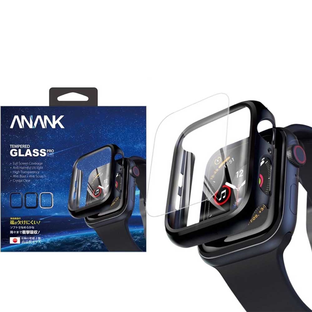 ANANK GLASS WITH CASE FOR APPLE WATCH 44MM – BLACK
