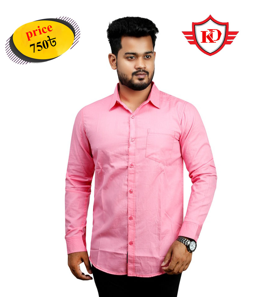 Solid color Cotton Long Sleeve Casual Shirt for Men