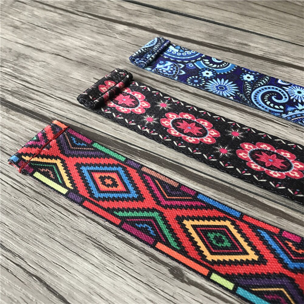 Color Pattern Stretchy Yoga Band Cotton Adjustable D-Ring Black