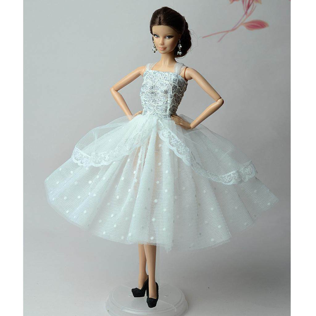 Fashion Handmade White Short Wedding Evening Party Dress Outfit For Kurhn Doll