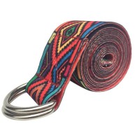 Color Pattern Stretchy Yoga Band Cotton Adjustable D-Ring Black