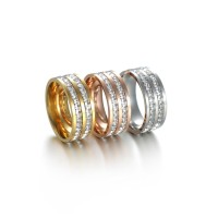 Gold Plated Ring Simulated Diamond Ring Women Rings Double Row Stackable Ring