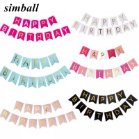 Happy Birthday Banner Boys Girl Paper Bunting Garland Banners Flags Baby Shower Decoration Birthday Party Supplies Decorete