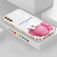 Hontinga for Honr 9X Pro Huawei Y9S Case Luxury 6D Plating Maple Leaf Side Pattern Soft Back Cover Silicone Square Phone Case