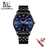 LouisWill Men Travel Fashion Watch Quartz Steel Strip Watches 30m Waterproof Luxury Luminous Business Wristwatches Outdoor Exercise