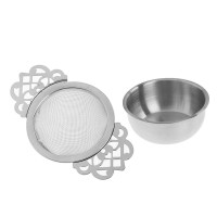 1PC Stainless Steel Tea Strainer With Drip Bowl Double Ear Mesh Infuser Filter
