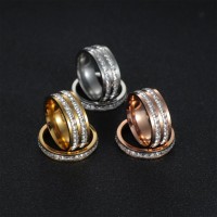 Gold Plated Ring Simulated Diamond Ring Women Rings Double Row Stackable Ring
