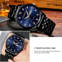 LouisWill Men Travel Fashion Watch Quartz Steel Strip Watches 30m Waterproof Luxury Luminous Business Wristwatches Outdoor Exercise