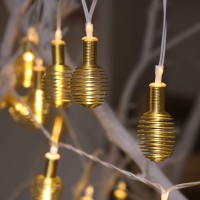 Metal fairy light spring bulb shape lantern
