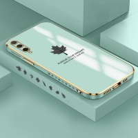 Hontinga for Honr 9X Pro Huawei Y9S Case Luxury 6D Plating Maple Leaf Side Pattern Soft Back Cover Silicone Square Phone Case