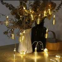 Metal fairy light spring bulb shape lantern