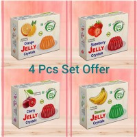 Green Leaves Jelly Powder 75gm 04 Pcs Combo Set (Orange+Strawberry+Cherry+Banana)