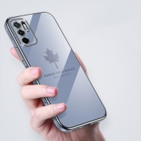 Hontinga for Honr 9X Pro Huawei Y9S Case Luxury 6D Plating Maple Leaf Side Pattern Soft Back Cover Silicone Square Phone Case