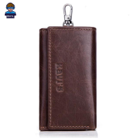 Leather Key Ring Folder Wallet Chocolate