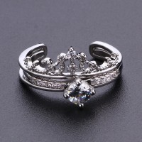 Popular Womens Princess Crown Wedding Rings 2 in 1 With Round Shining Cubic S925 Rings For Womens Europe Brand Opening Rings Jewelry
