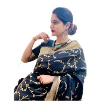 Stylish Black & Golden Saree For Women