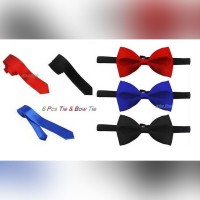 Tie Formal ( Black-Red-Blue ) 3 Pcs +1 Pcs Silk Bow Tie ( Free )