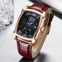 Vintage Men Watch Retro Strap Watches Roman Numerals Antique Square Men's Clocks Gift Waterproof