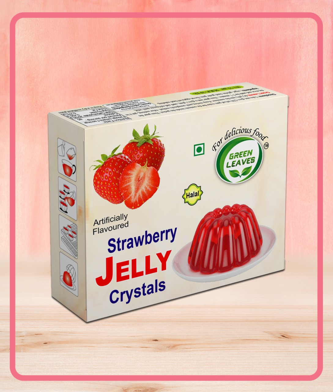 Green Leaves Jelly Powder 75gm 04 Pcs Combo Set (Orange+Strawberry+Cherry+Banana)