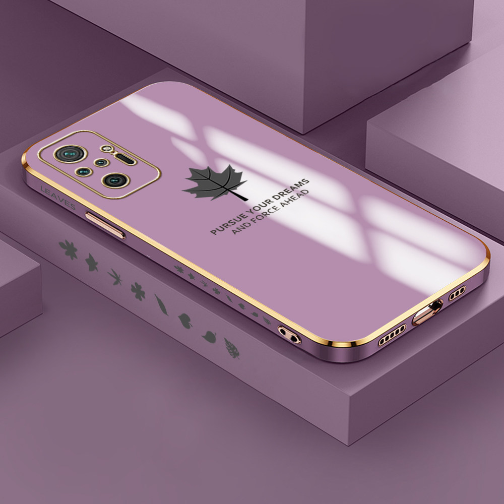 Hontinga for Honr 9X Pro Huawei Y9S Case Luxury 6D Plating Maple Leaf Side Pattern Soft Back Cover Silicone Square Phone Case