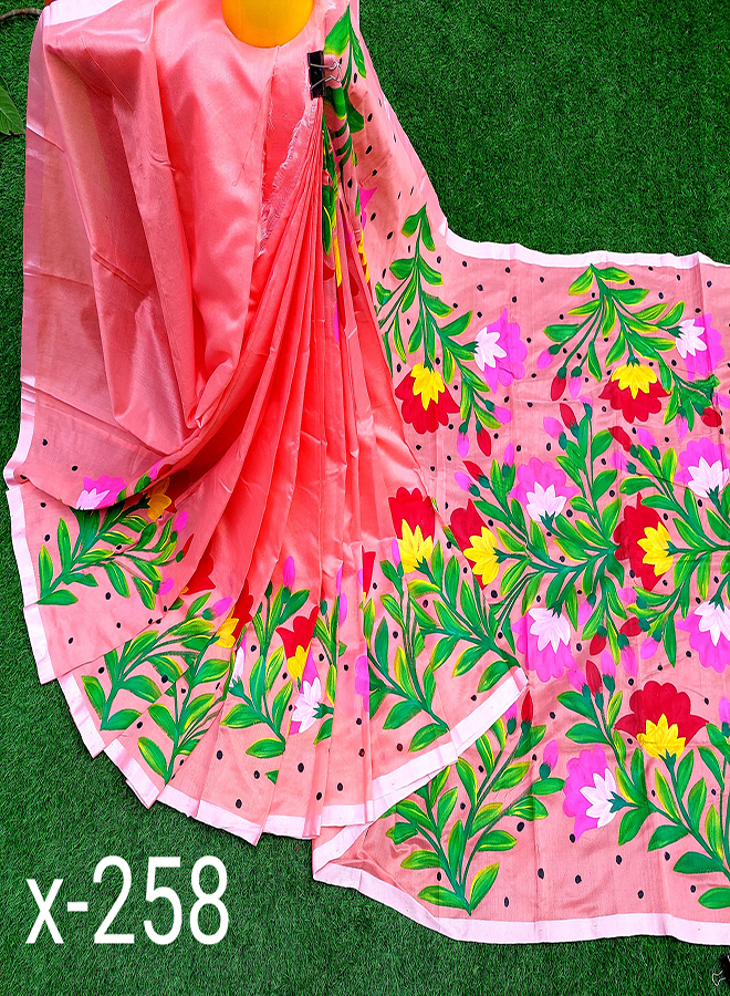 Misty Color Hand Print Dupian Silk 12 Hand Saree for Women From Tangail Tant Saree