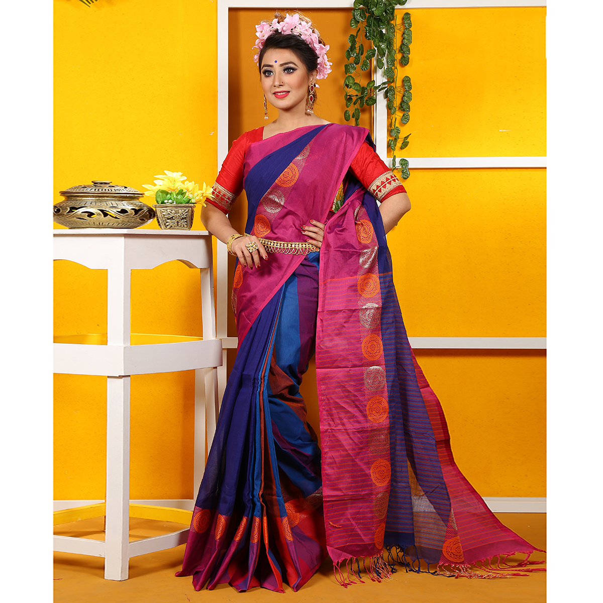 Multicolor Cotton Saree for Women