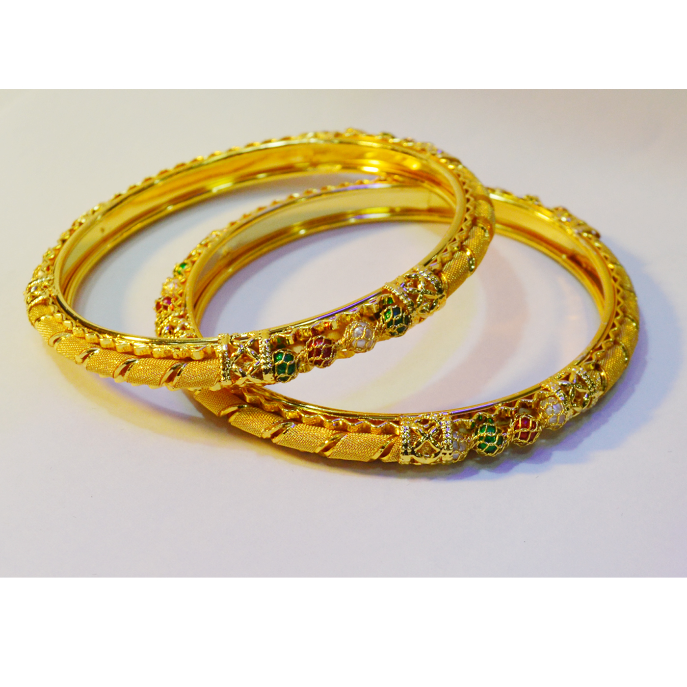 New Gold Plated Bangles churi for Women 2 Pcs Set