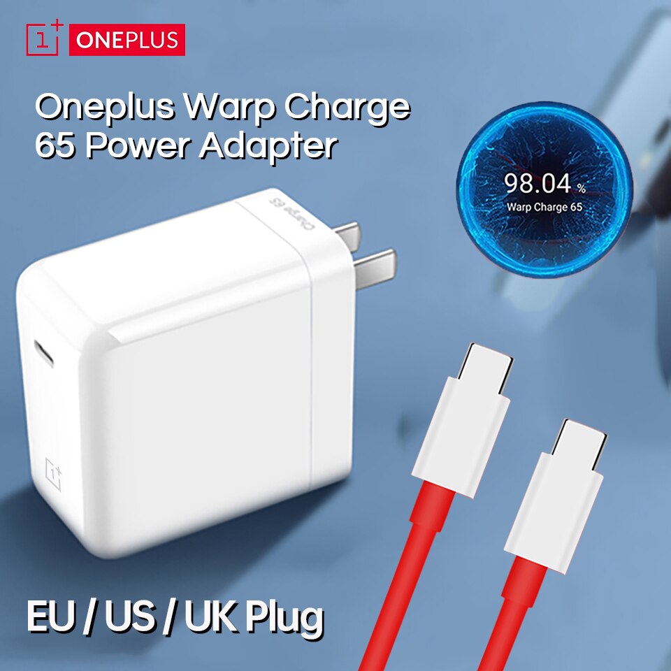 Oneplus Warp Charge 65 EU US UK Plug 65w Warp Charger Adapter Oneplus 8T 8 Pro 7t 7 6t Fast Charging Usbc To Usbc Cable