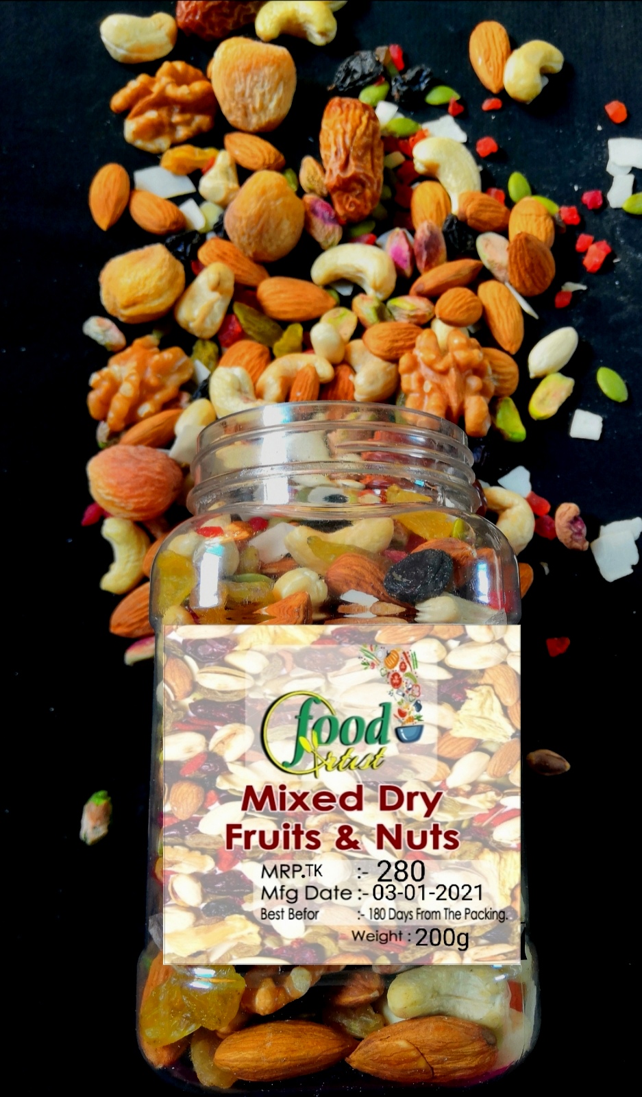 Roasted Mixed Dry fruits & nuts-200g (14 Items)