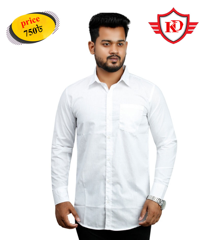 Solid color Cotton Long Sleeve Casual Shirt for Men